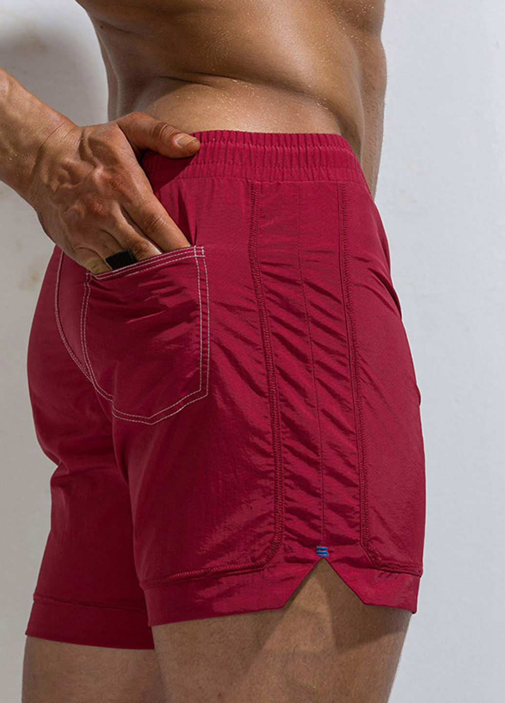 Бордовые мужские пляжные шорты с сеткой подкладкой Deenyt (260167185)