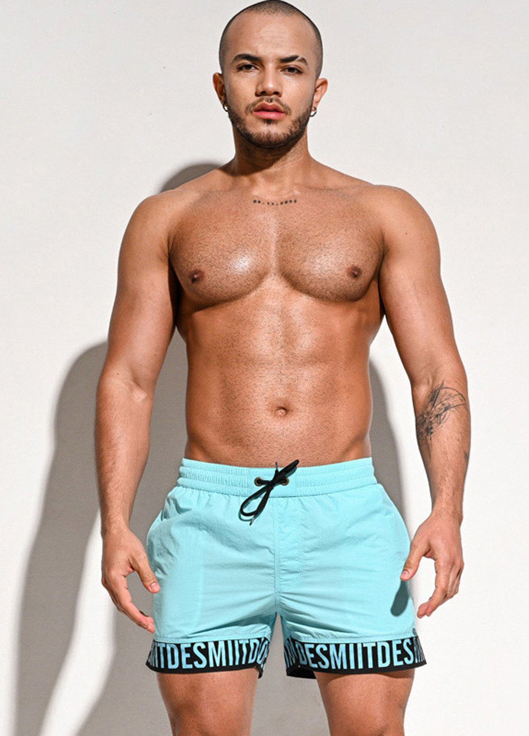 Голубые мужские пляжные шорты с сеткой подкладкой Desmit (260167236)