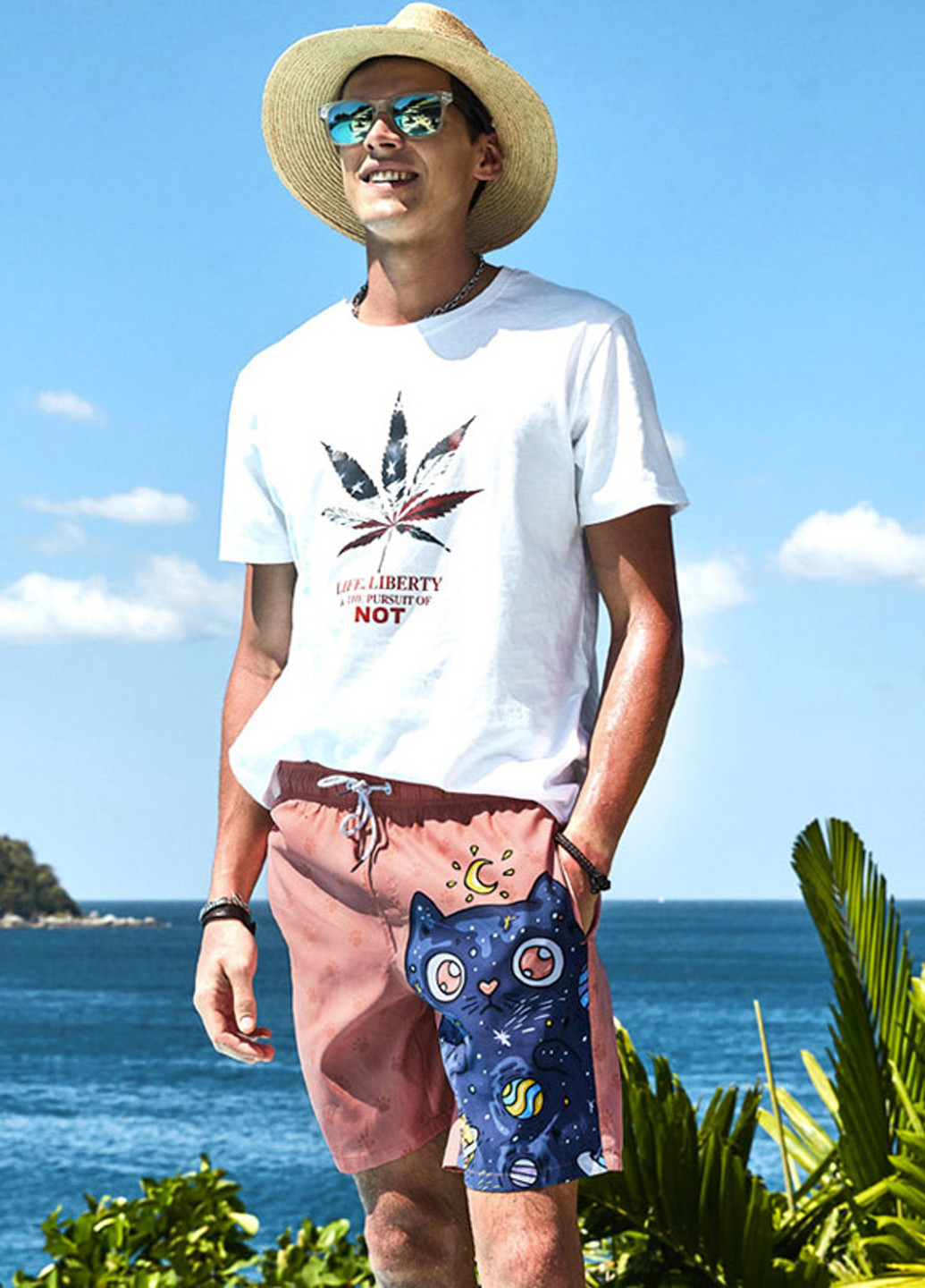 Розовые мужские пляжные шорты с сеткой подкладкой Gailang (260167161)