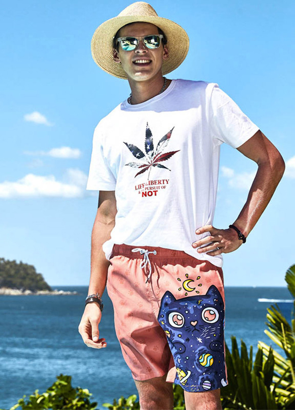 Розовые мужские пляжные шорты с сеткой подкладкой Gailang (260167161)