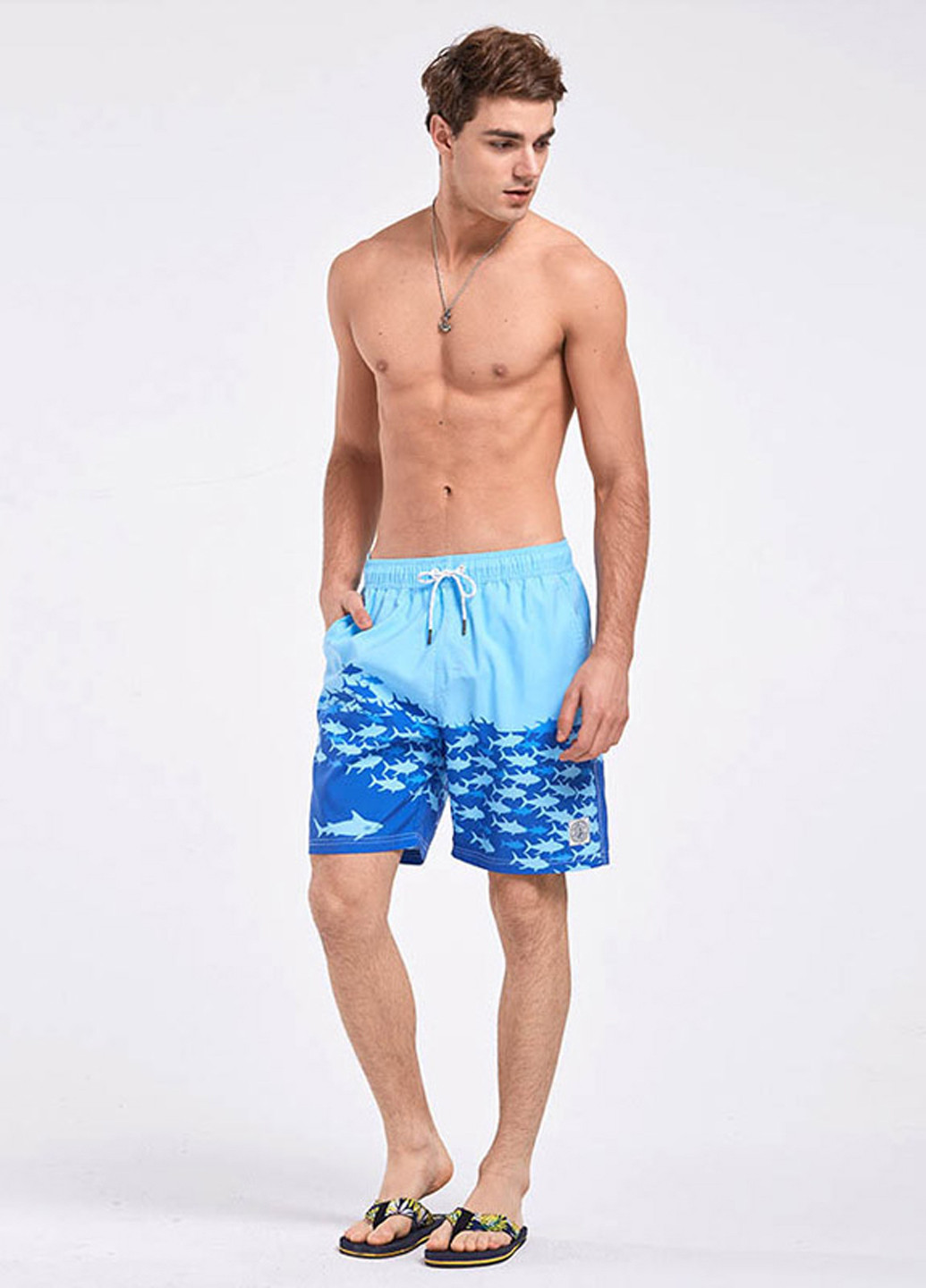 Голубые мужские пляжные шорты с сеткой подкладкой Gailang (260167162)