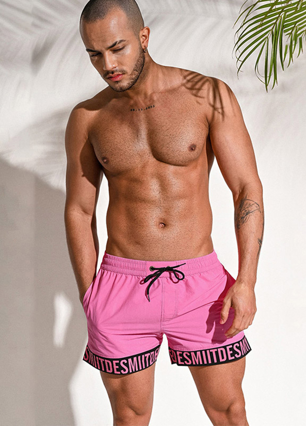 Малинові чоловічі пляжні шорти із сіткою підкладкою Desmit (260167235)