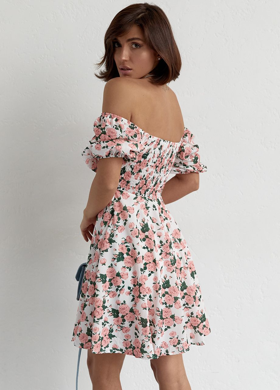Розовое летнее платье мини с драпировкой спереди Lurex