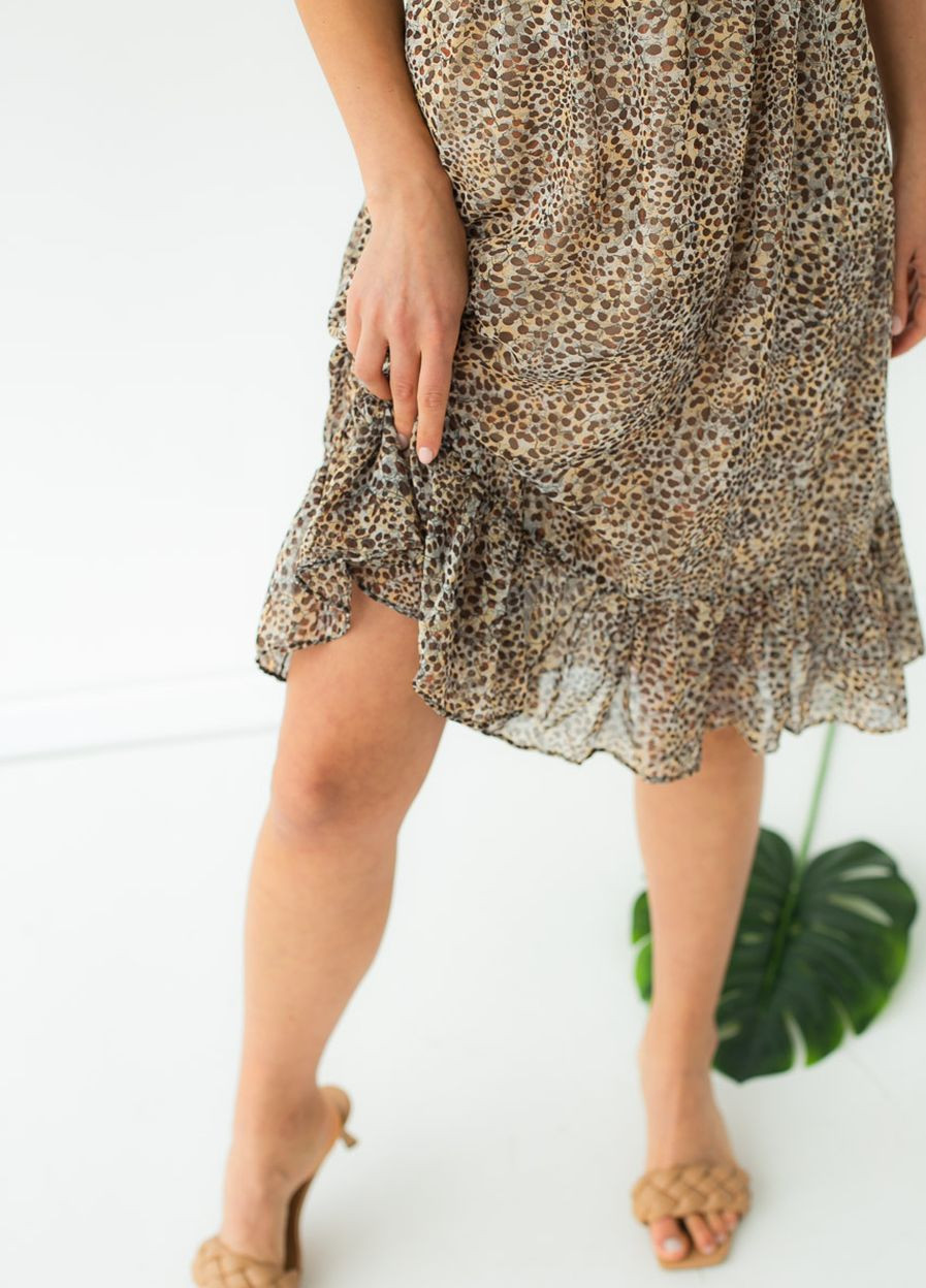 Кофейное сарафан из шифона на бретельках Sobe