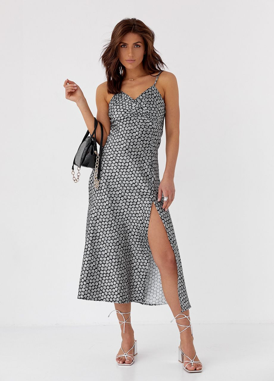 Сіра сукня на бретелях у білизняному стилі Maestro