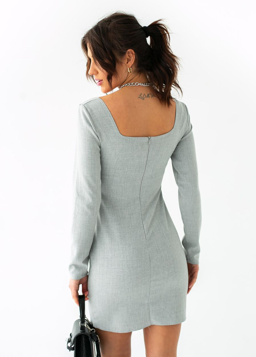Сіра коротка сукня по фігурі з оригінальним ліфом No Brand