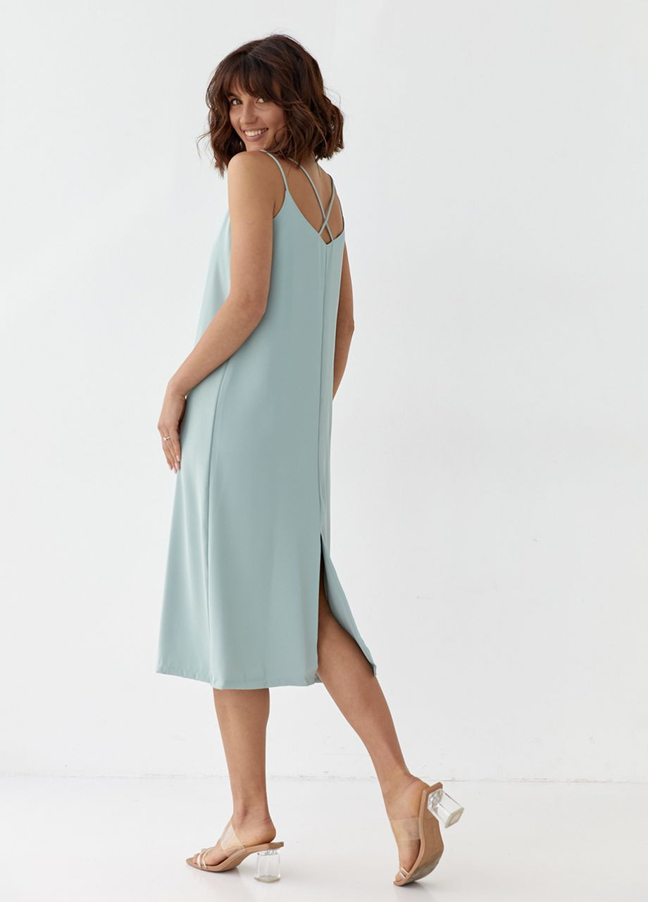 М'ятна жіноча сукня-комбінація на тонких бретелях Lurex