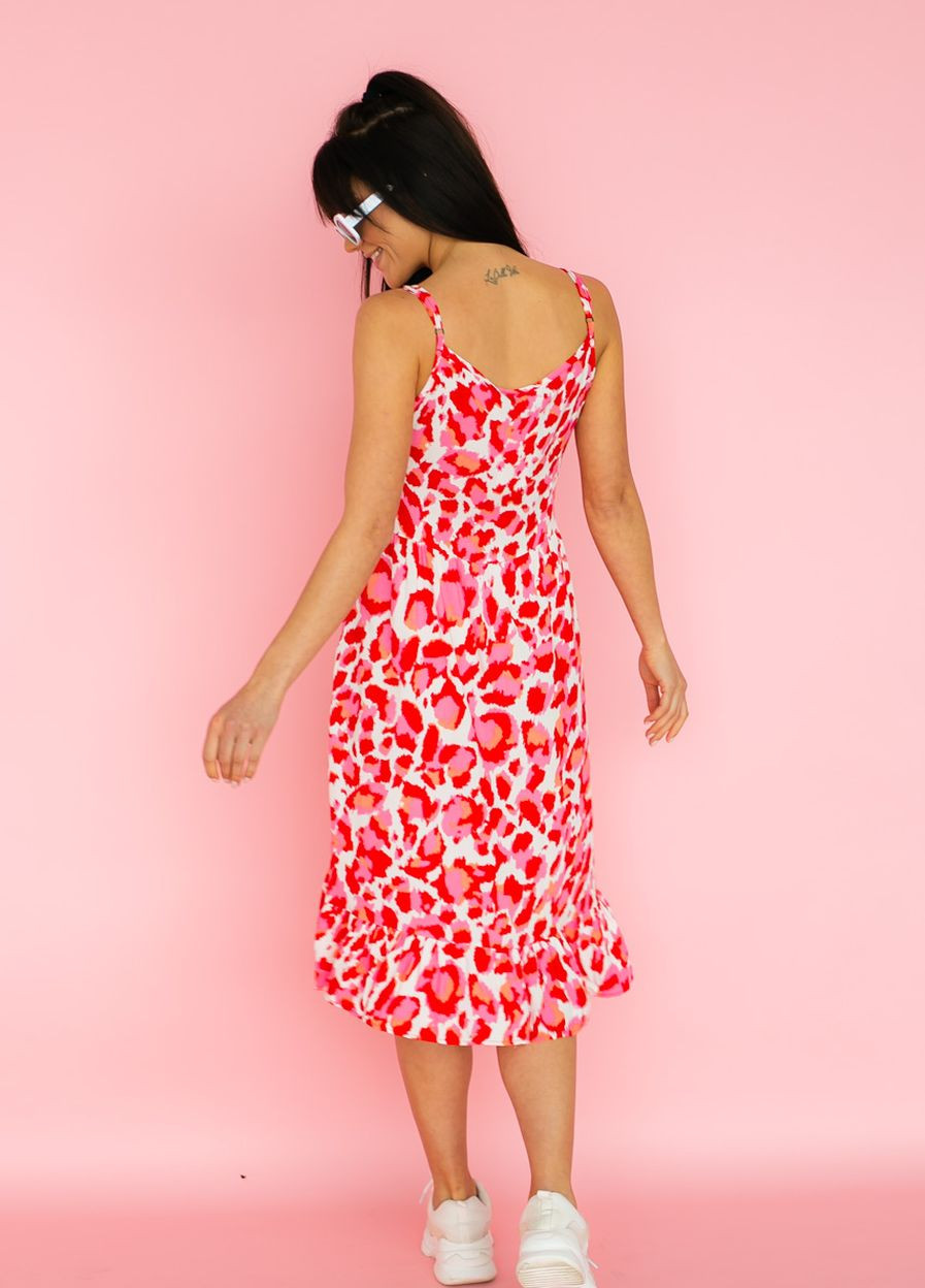 Рожева літній сарафан з воланом по низу Sobe