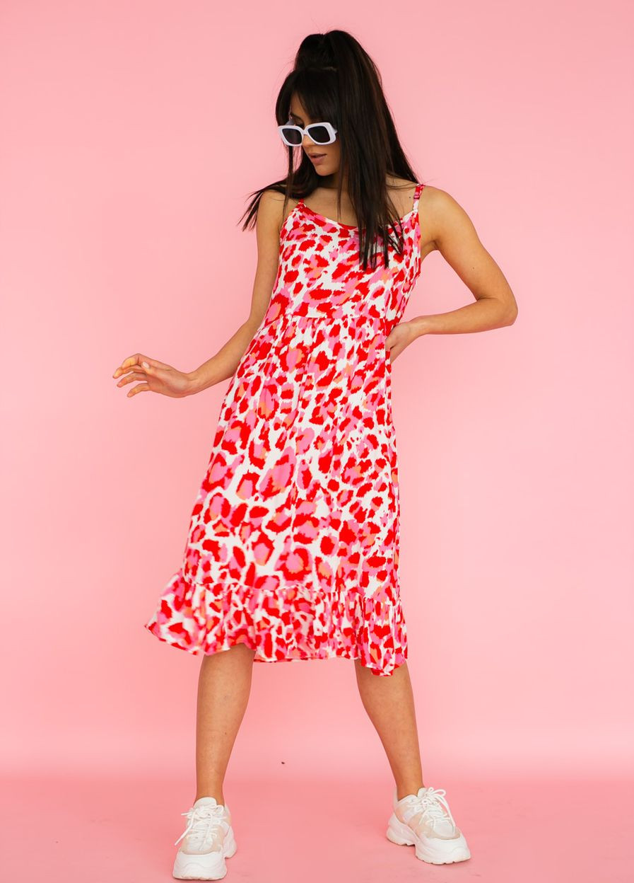 Рожева літній сарафан з воланом по низу Sobe