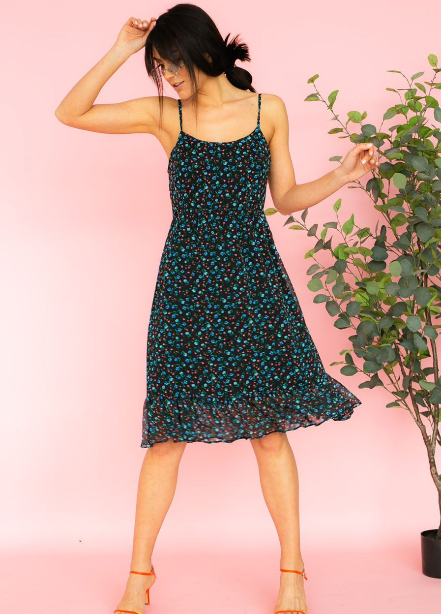 Черное сарафан из шифона на бретельках Sobe