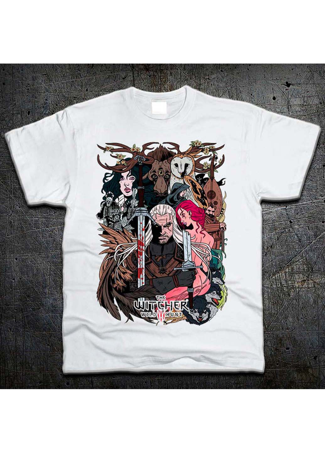 Белая футболка ведьмак дикая охота witcher the wild hunt Fruit of the Loom