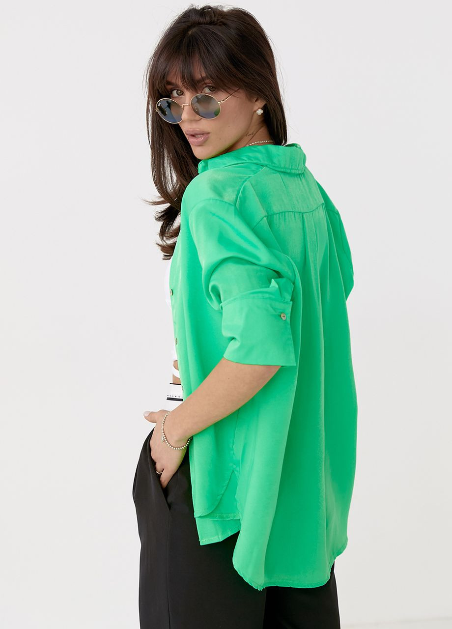 Салатова жіноча блузка з вкороченим рукавом Lurex