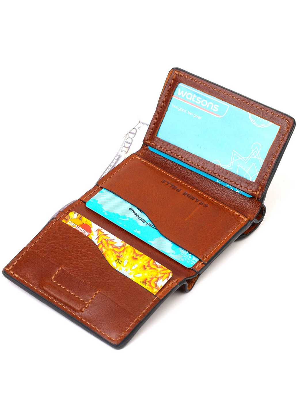 Чоловічий шкіряний гаманець 8х10х1,5 см Grande Pelle (260169891)