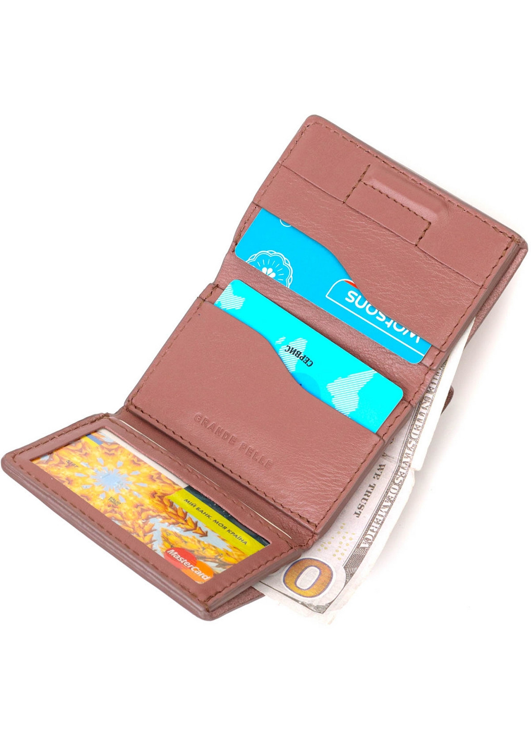 Жіночий шкіряний гаманець 8х10х1,5 см Grande Pelle (260169879)