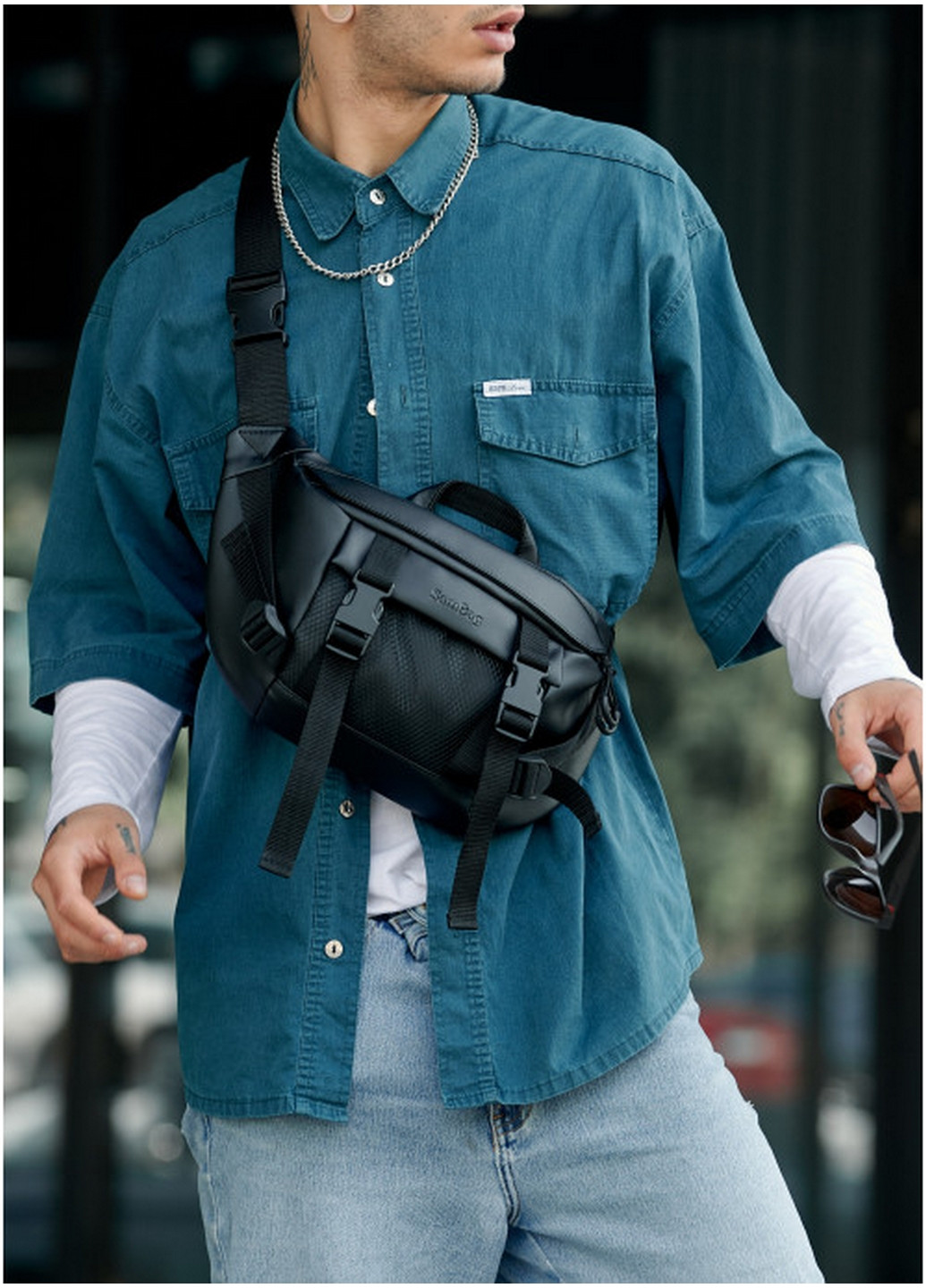 Мужская поясная сумка бананка 38х21 см Sambag (260171066)