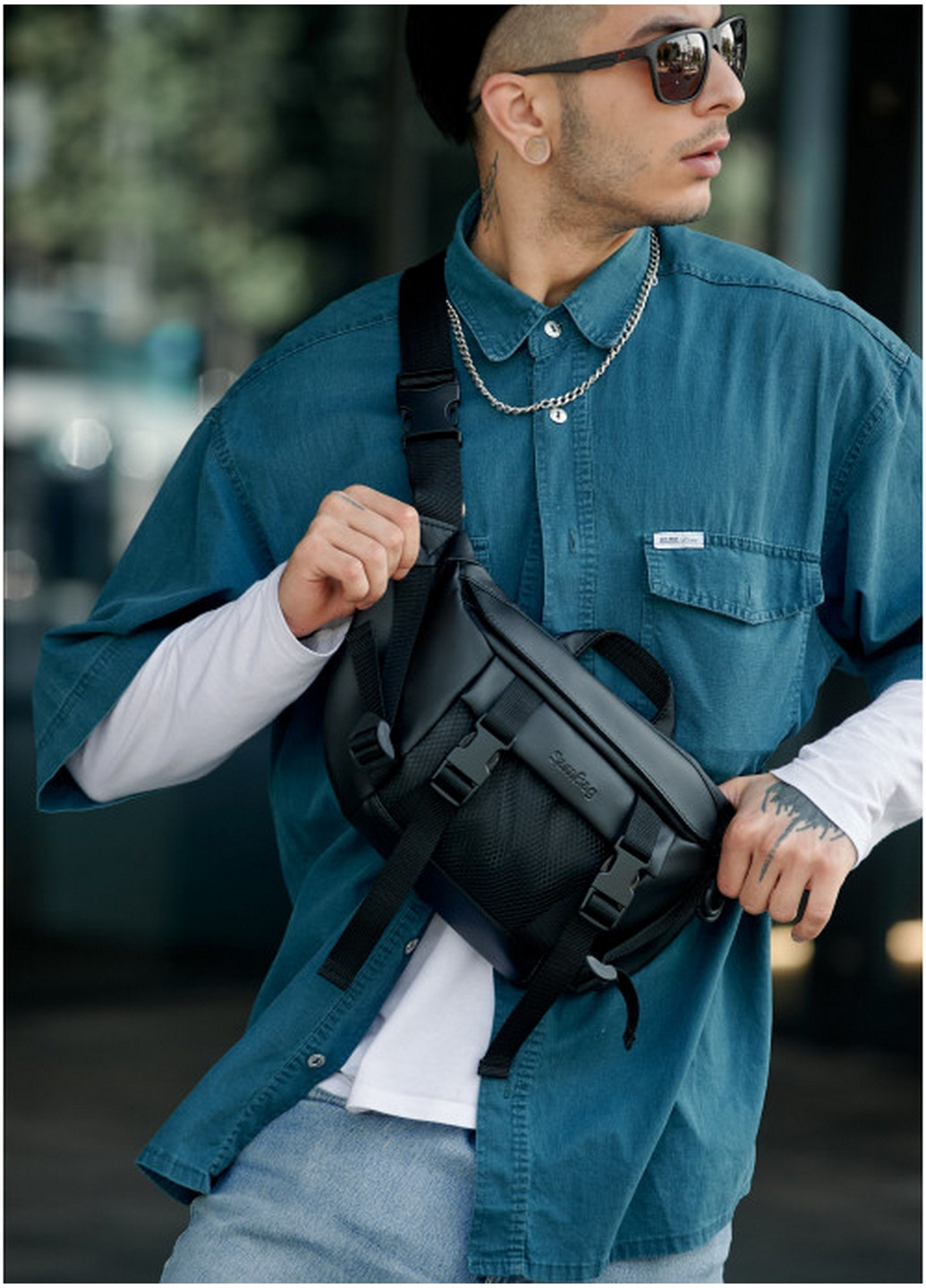 Мужская поясная сумка бананка 38х21 см Sambag (260171066)