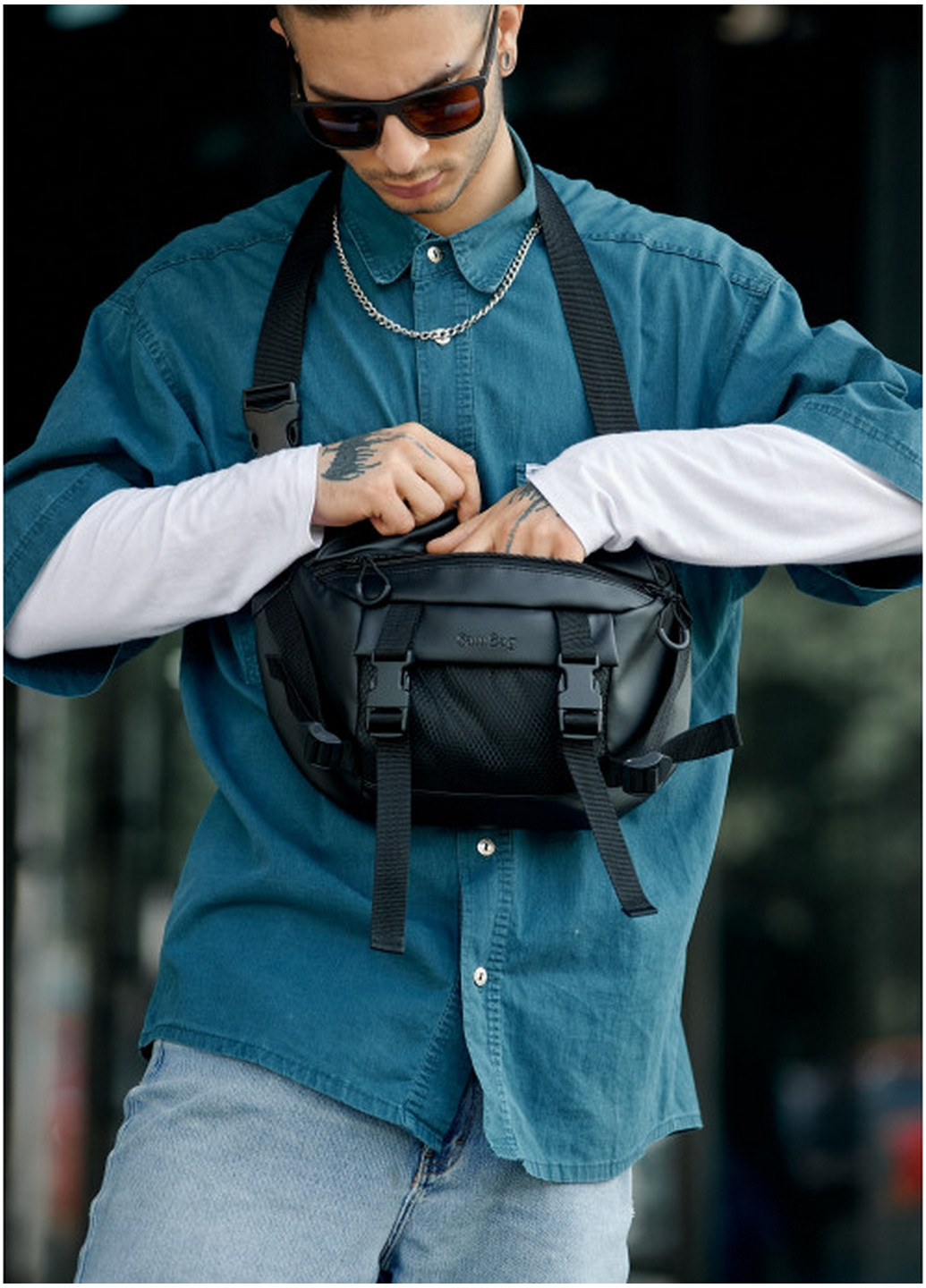 Мужская поясная сумка бананка 38х21 см Sambag (260171066)