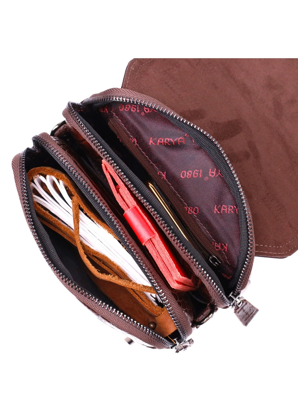 Мужская кожаная сумка 18х20х9 см Karya (260171372)