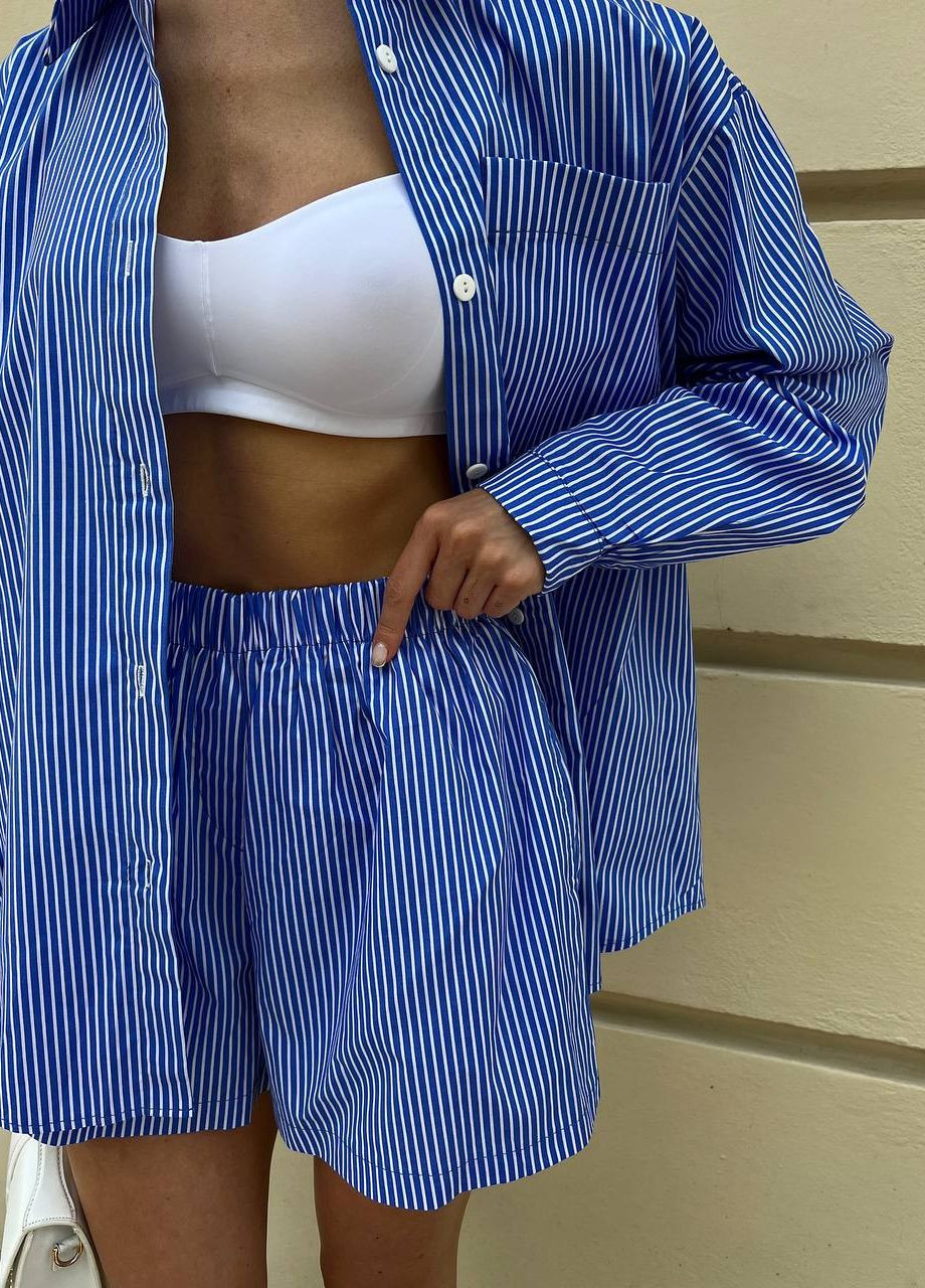 Жіночий літній легкий костюм у смужку (шорти та сорочка) ZF inspire (260168057)