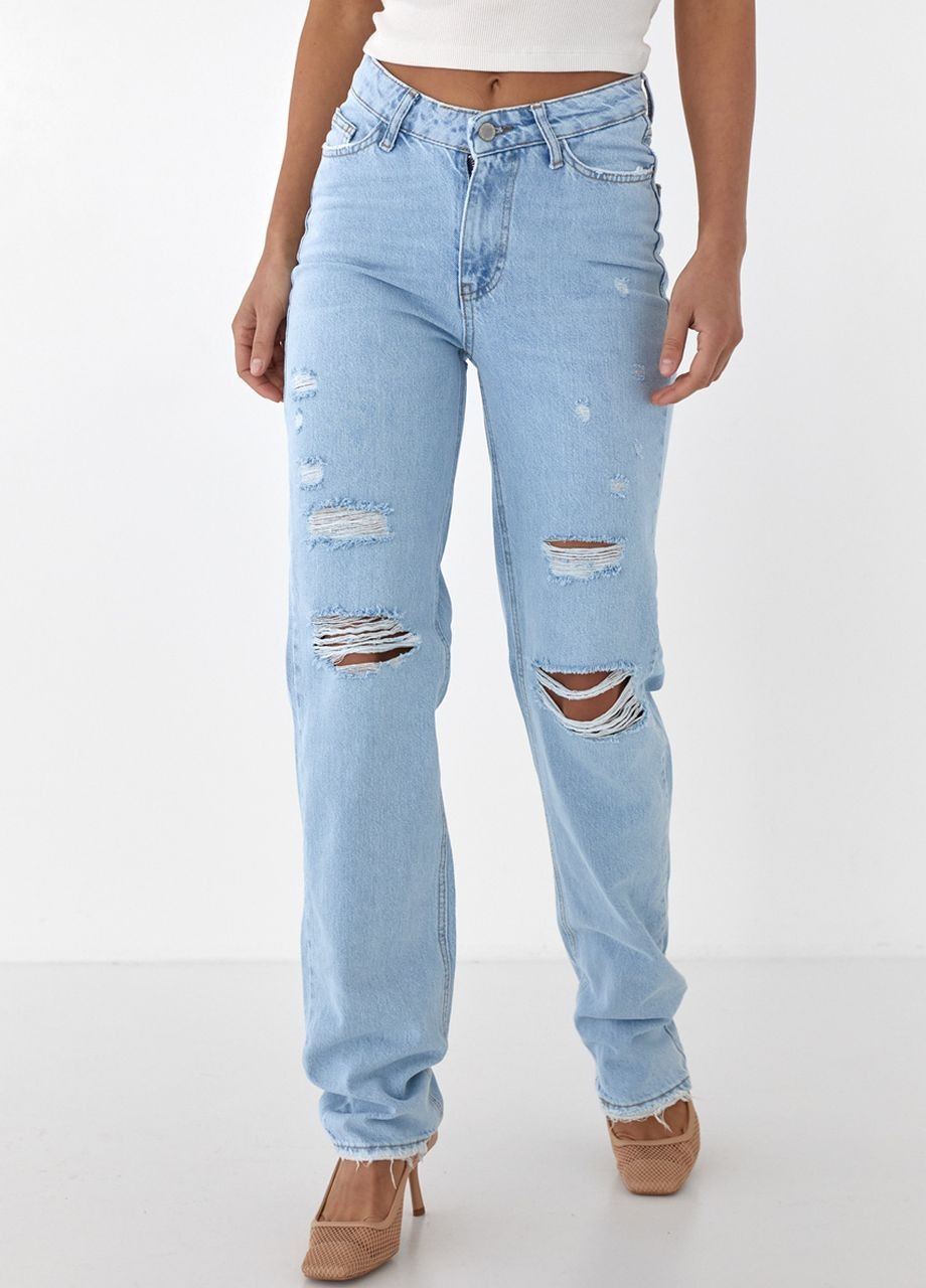 Рваные джинсы с высокой талией Lurex - (260216973)