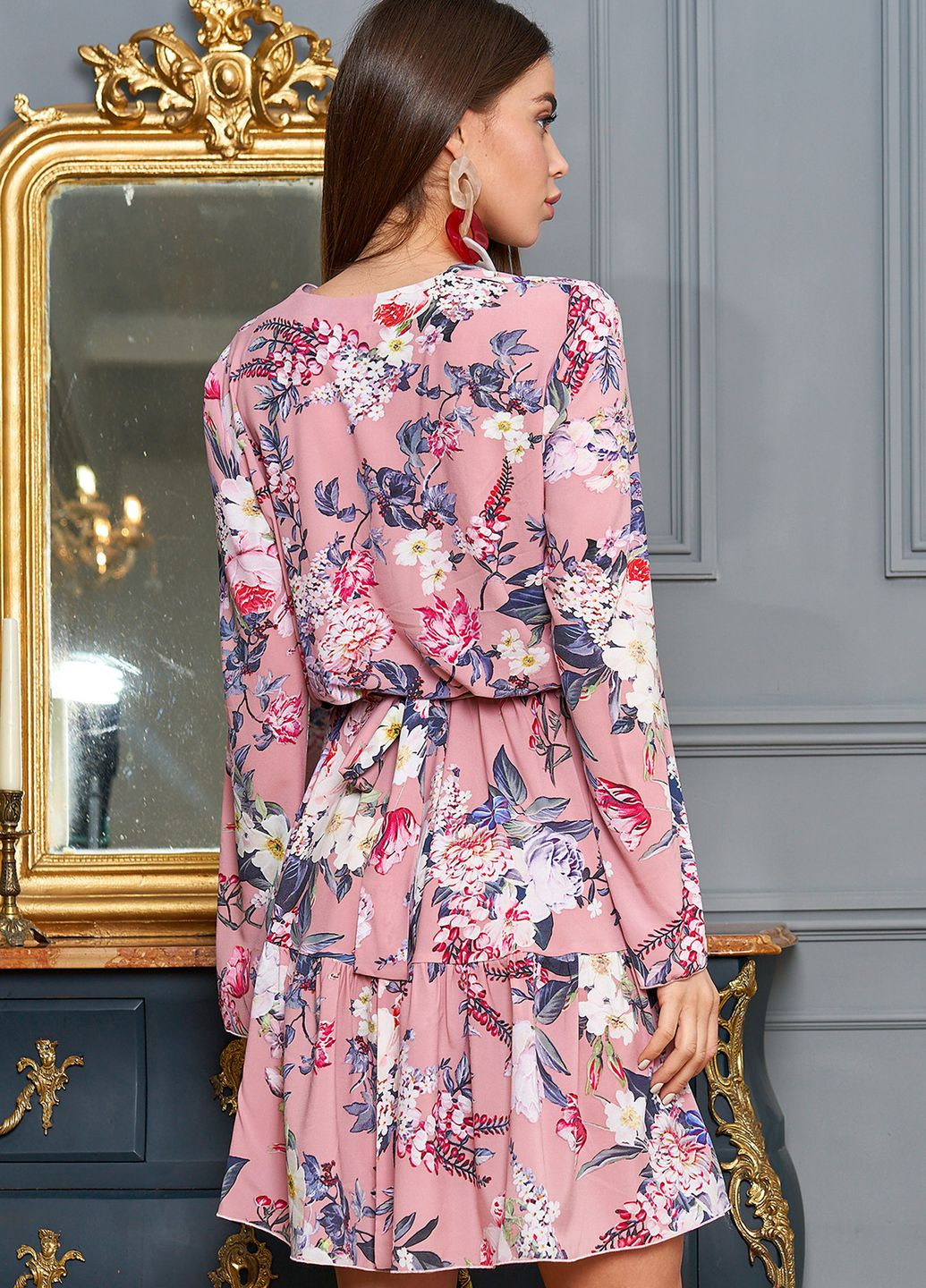 Розовое повседневный летнее платье Jadone Fashion с цветочным принтом