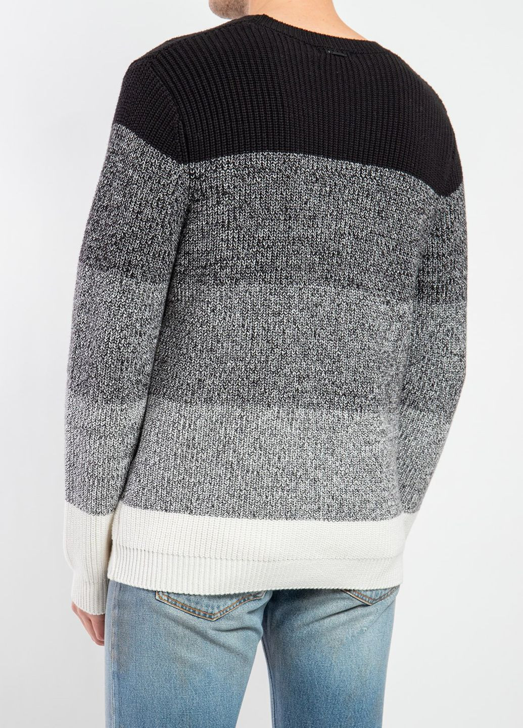 Серый демисезонный комбинированный вязаный свитер Antony Morato