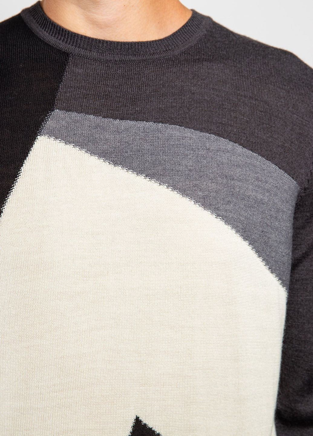 Серый демисезонный черно-белый шерстяной джемпер Antony Morato