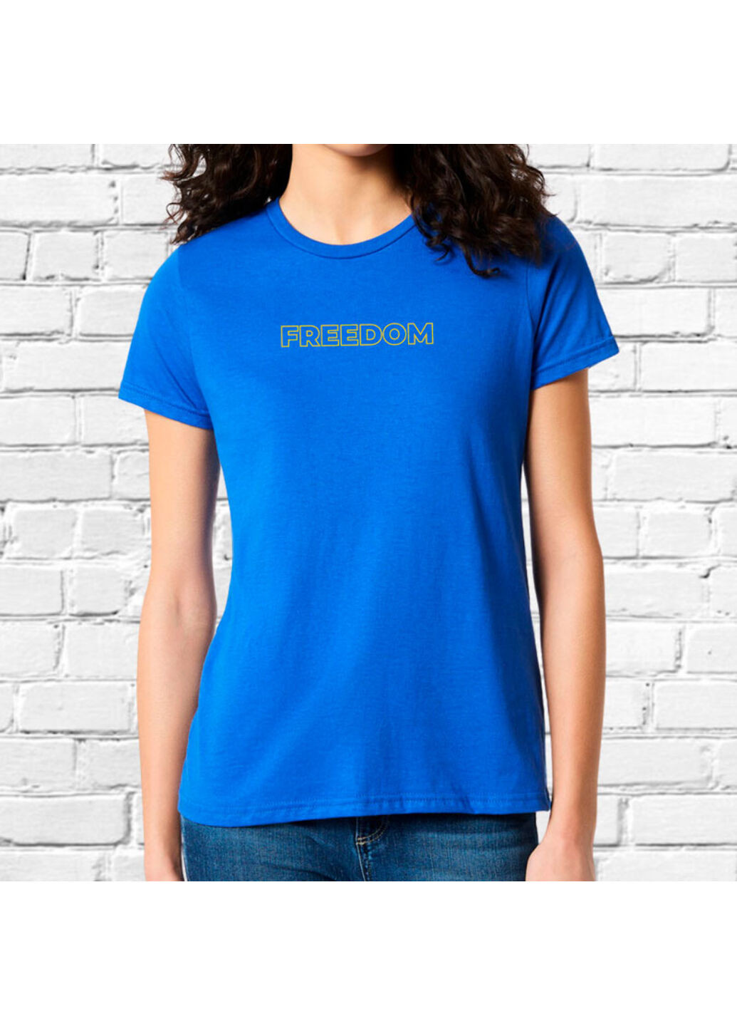 Синяя футболка з вишивкою freedom женская синий m No Brand
