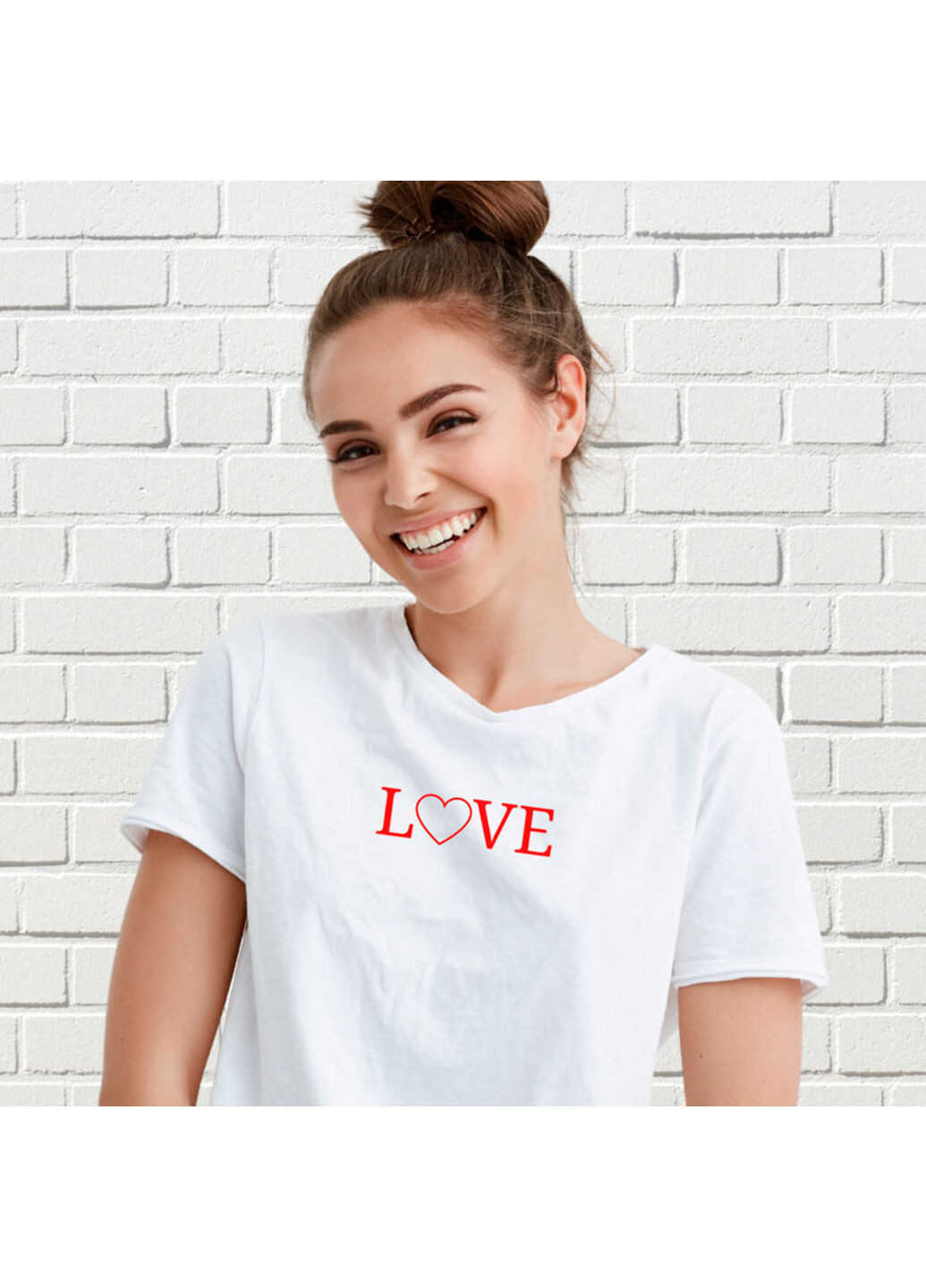 Біла футболка з вишивкою love жіноча білий l No Brand