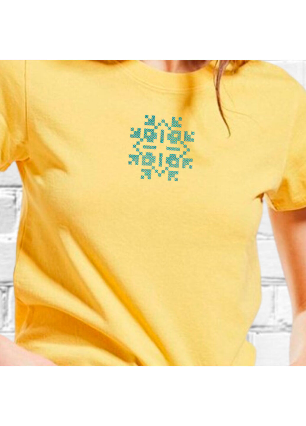 Желтая футболка етно з вишивкою 02-3 женская желтый s No Brand
