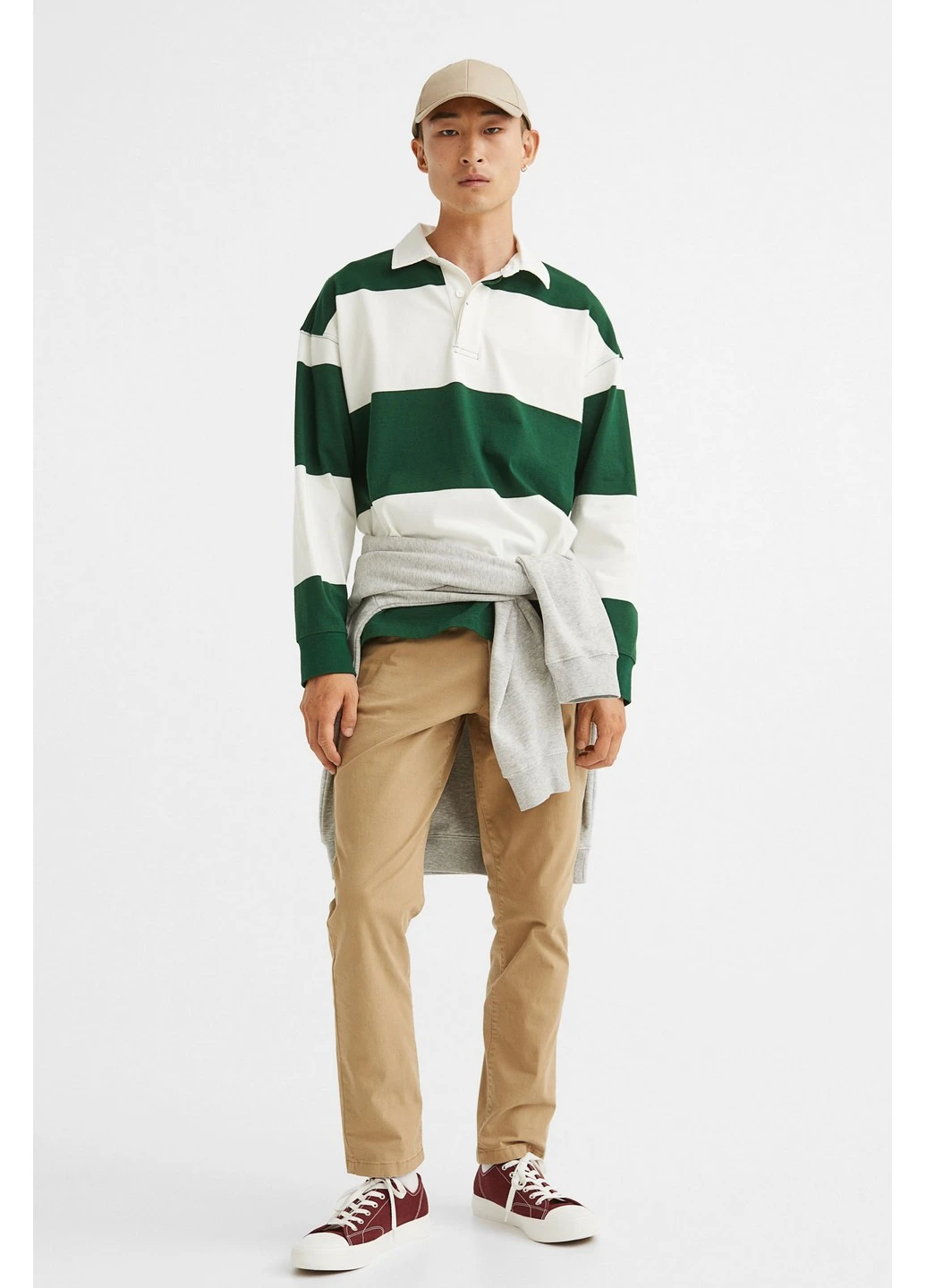 Бежевые классические демисезонные брюки H&M