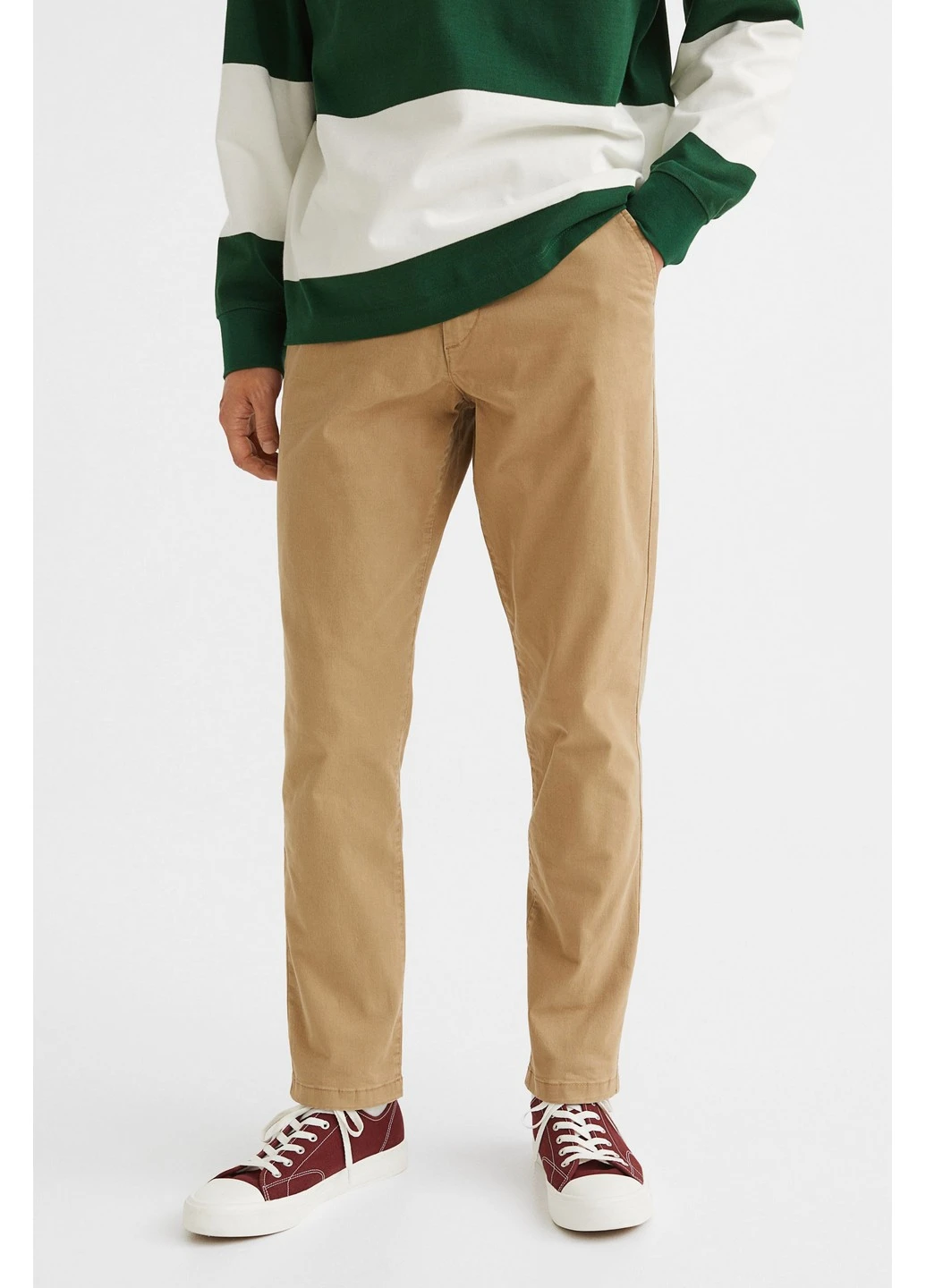 Бежевые классические демисезонные брюки H&M