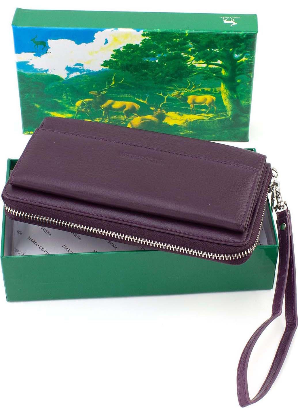 Жіночий гаманець-клатч із натуральної шкіри на блискавці з ремінцем на зап'ясті 19,5х11 Marco Coverna (260176414)