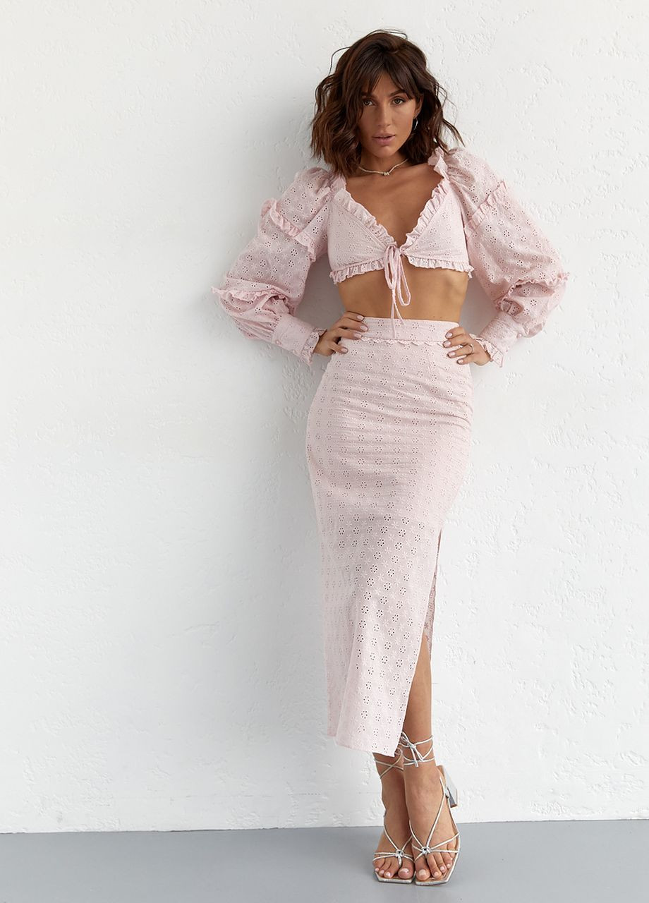 Літній спідничний костюм з болеро та спідницею з прошви Lurex (260214931)