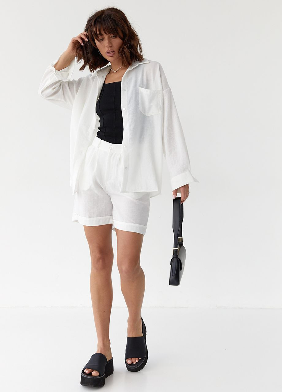 Женский костюм хлопковый с рубашкой и шортами Lurex (260215830)