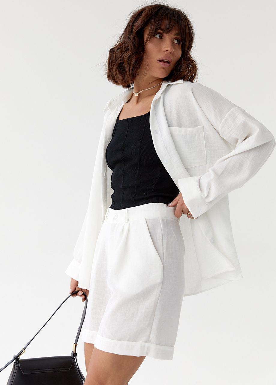 Женский костюм хлопковый с рубашкой и шортами Lurex (260215830)