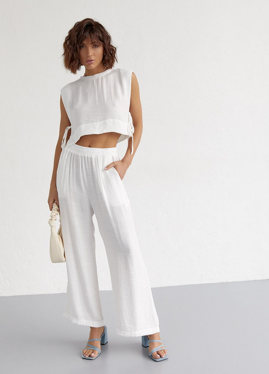 Летний женский костюм с брюками и топом с завязками Lurex (260213988)