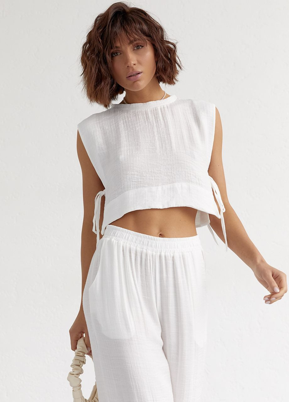 Летний женский костюм с брюками и топом с завязками Lurex (260213988)