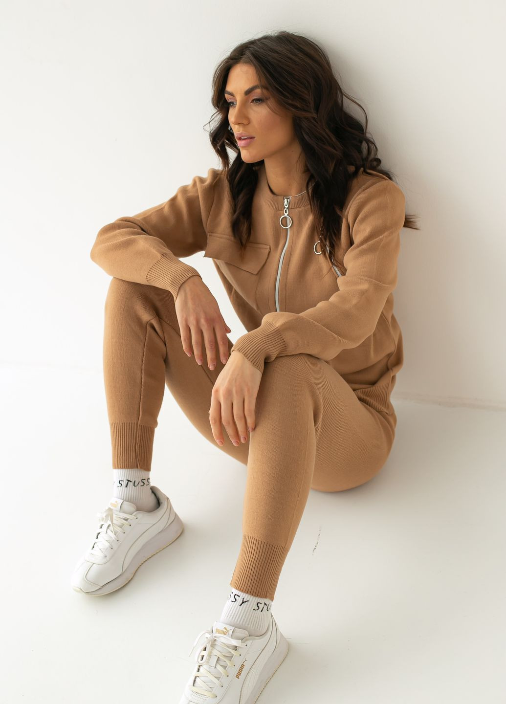 Женский трикотажный комплект: кофта на замке и штаны Sobe (260214200)