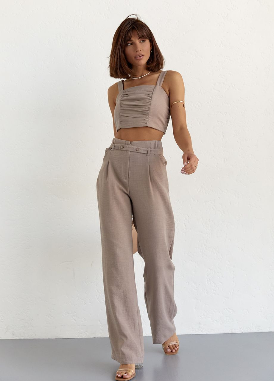 Жіночий бавовняний костюм із брюками та топом Lurex (260216954)