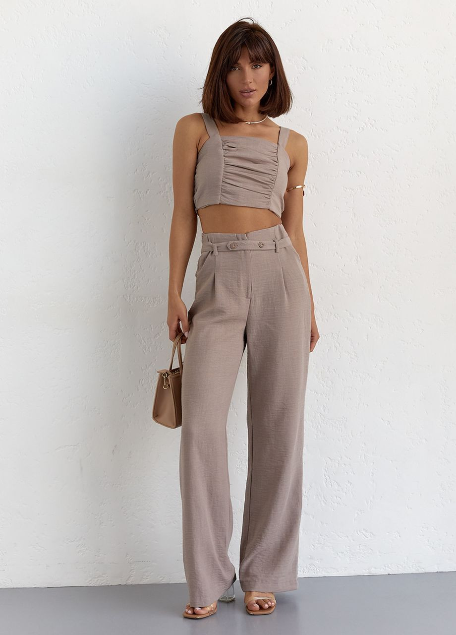 Жіночий бавовняний костюм із брюками та топом Lurex (260216954)