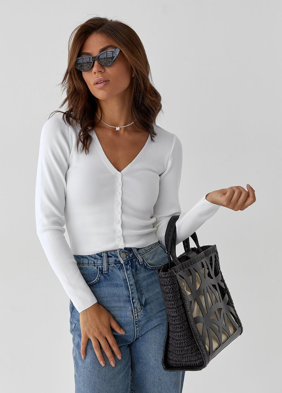 Белый демисезонный кардиган Hot Fashion