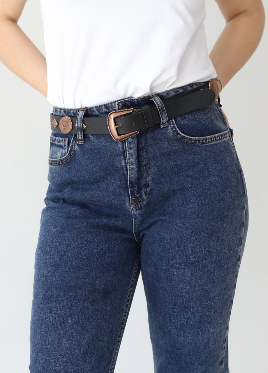 Джинсы женские темно-синие вареные МОМ с высокой посадкой MOM Cracpot - (260194235)