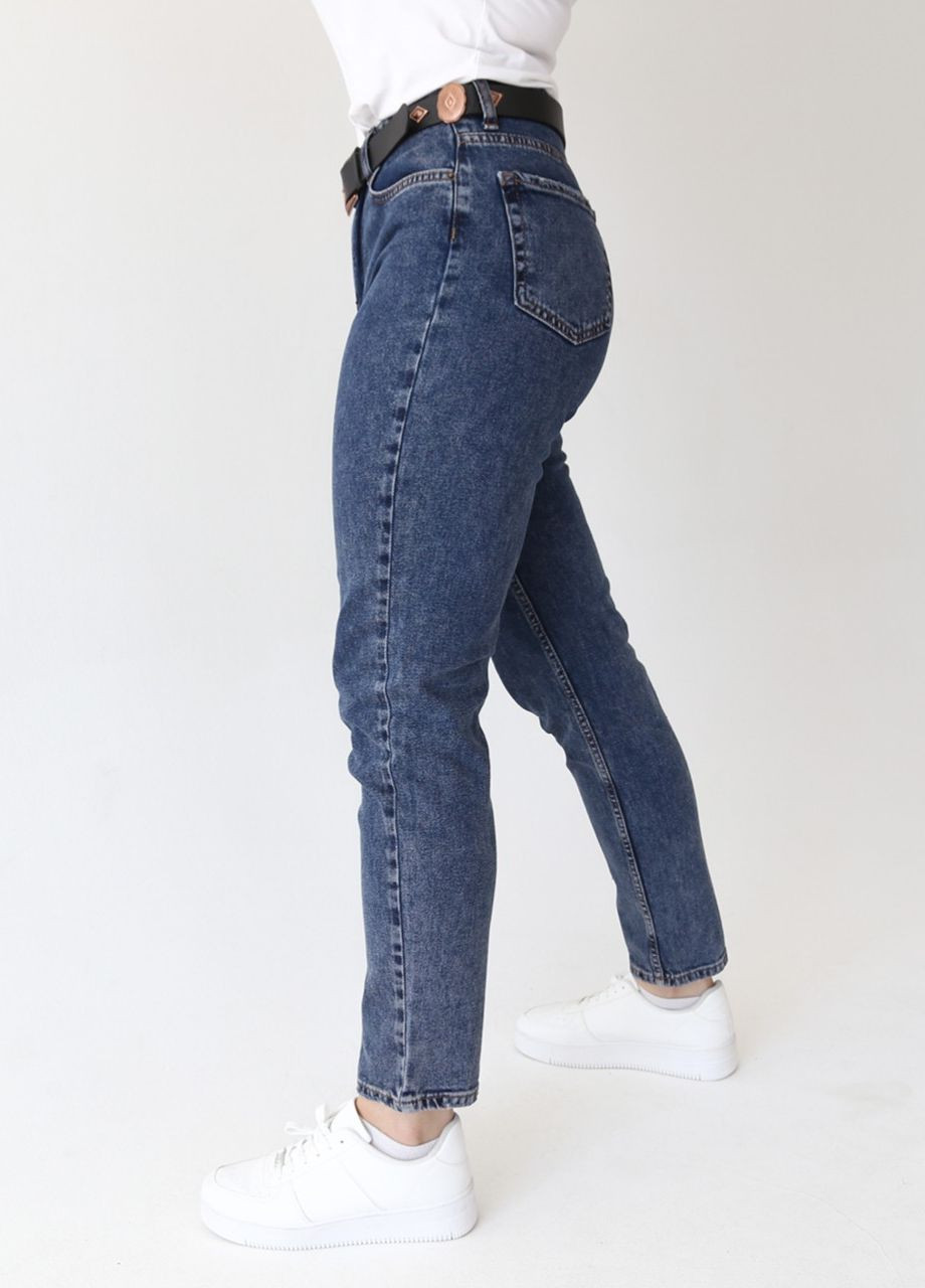 Джинсы женские темно-синие вареные МОМ с высокой посадкой MOM Cracpot - (260194235)