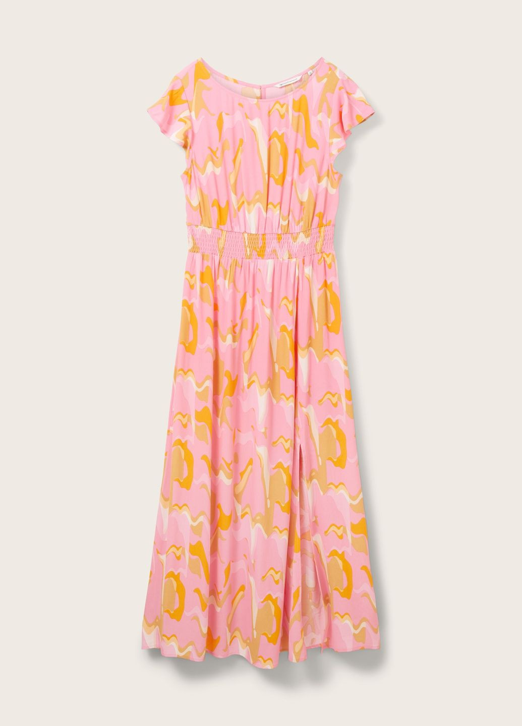 Розовое кэжуал платье Tom Tailor с абстрактным узором