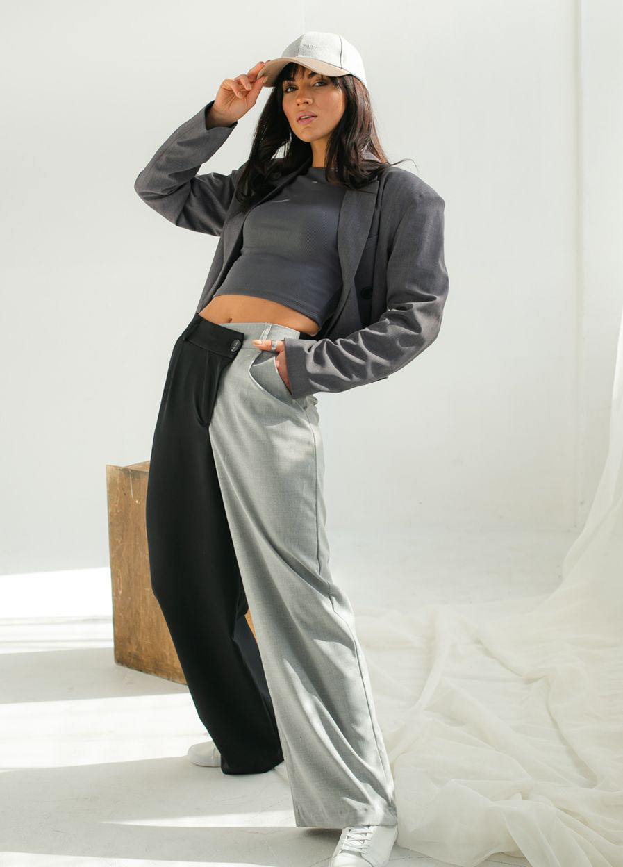 Двухцветные брюки с боковым гульфиком PERRY (260196976)