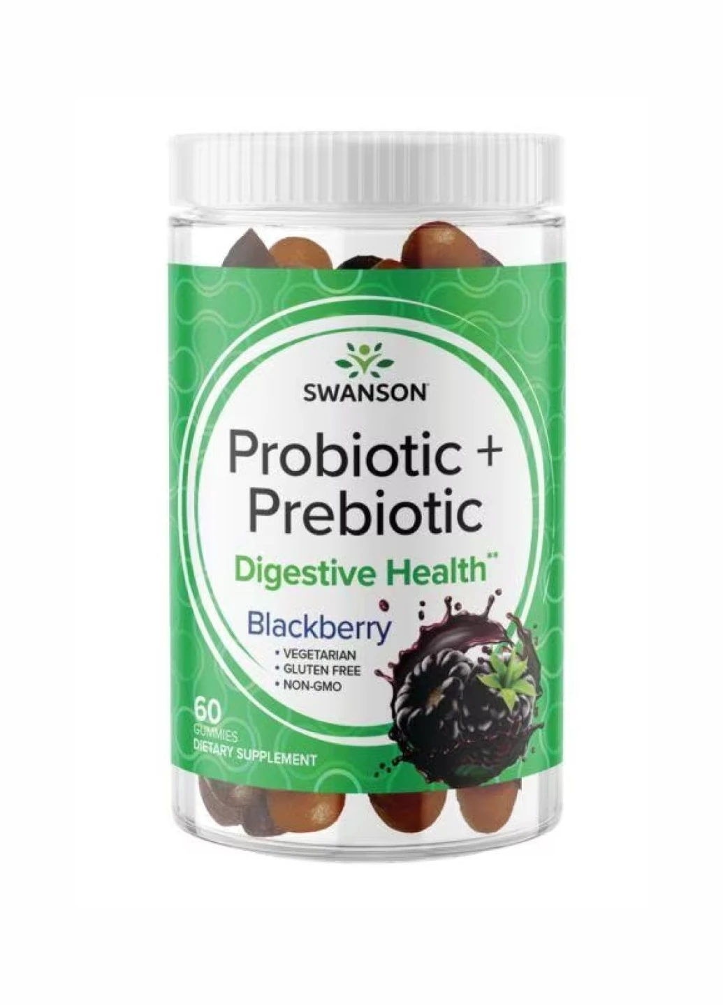 Probiotic + Prebiotic Blackberry - 60 Gummies (Пробіотики і пребіотики для кишківника та травлення) Swanson (260196310)