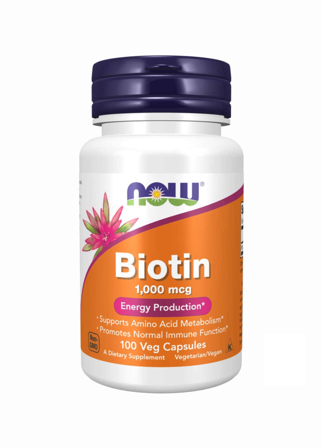 Біотин для волосся, шкіри та нігтів Biotin 1000mcg - 100 vcaps Now Foods (260196224)