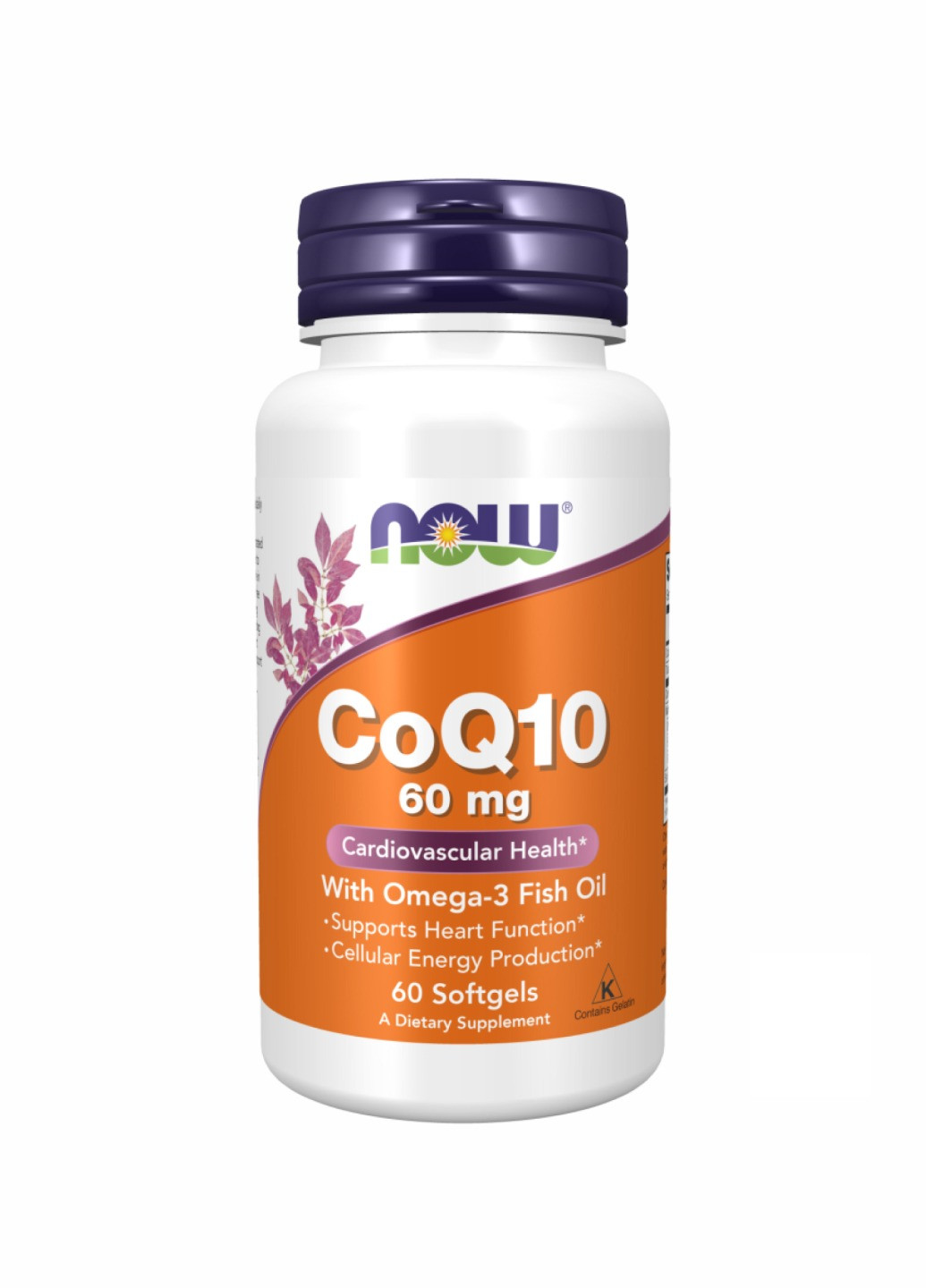 Коензим CoQ10 60mg with Omega-3 - 60 sgels Now Foods (260196226)