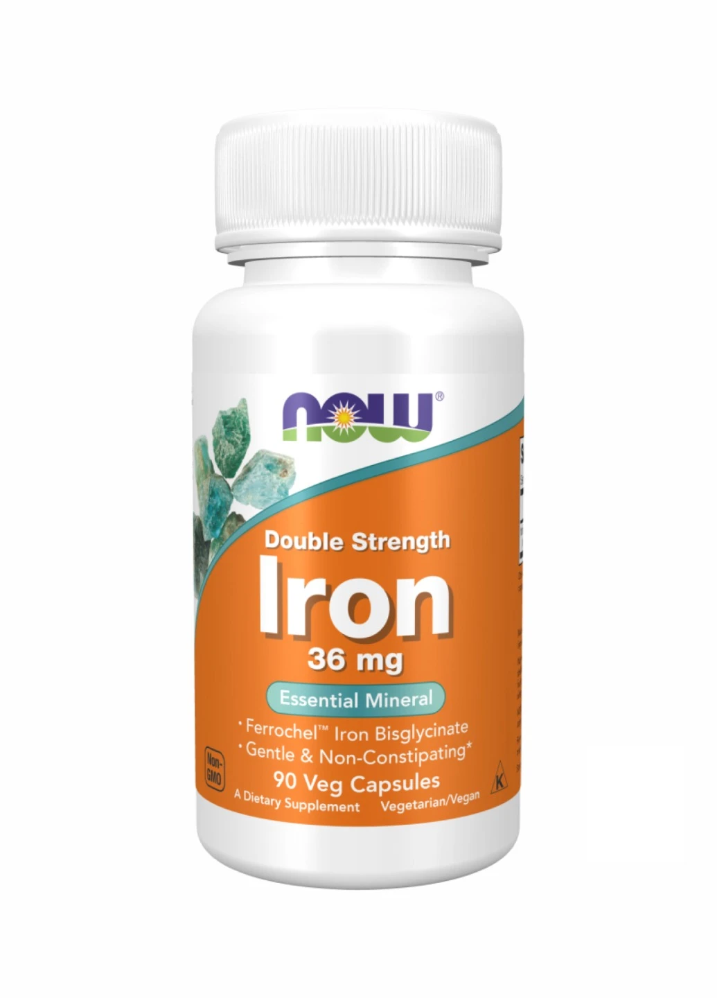 Залізо бісгліцинат, Iron 36mg Ferrochel - 90 vcaps Now Foods (260196219)